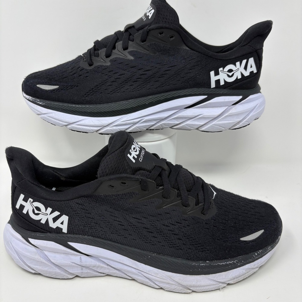 Hoka Clifton 8 Women's Size 8 Black White Athletic Running Shoes (1119394 BWHT) - Picture 2 of 8